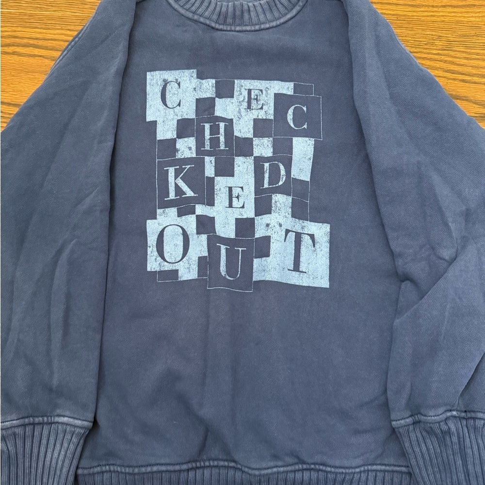 Aerie Blue Crewneck Sweater with Graphic Design